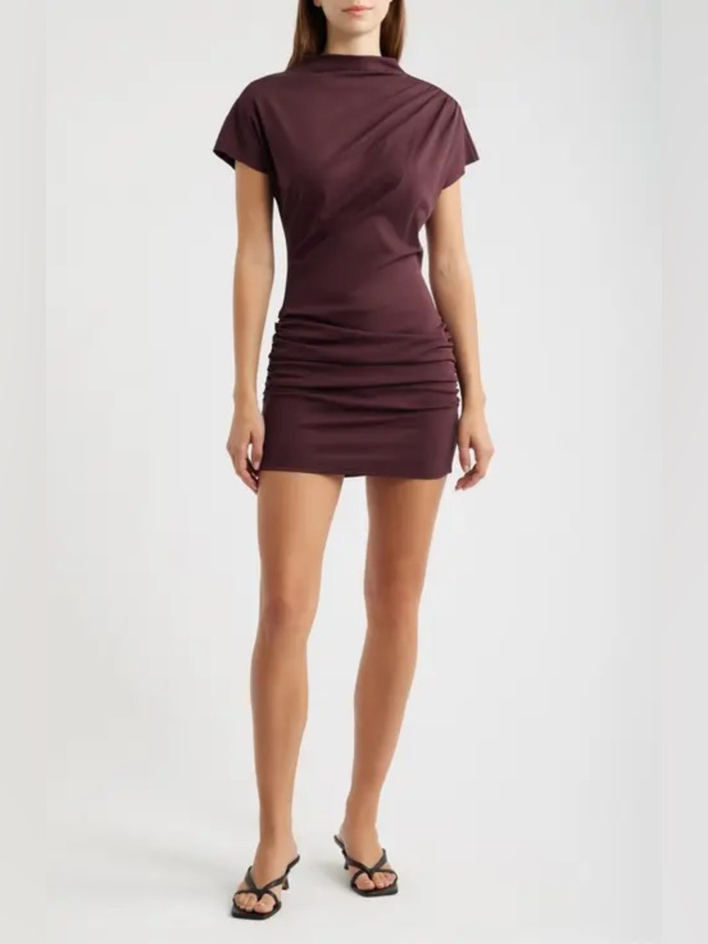 Line & Dot Archer Pleated Mini Dress in Plum Size Large NWT